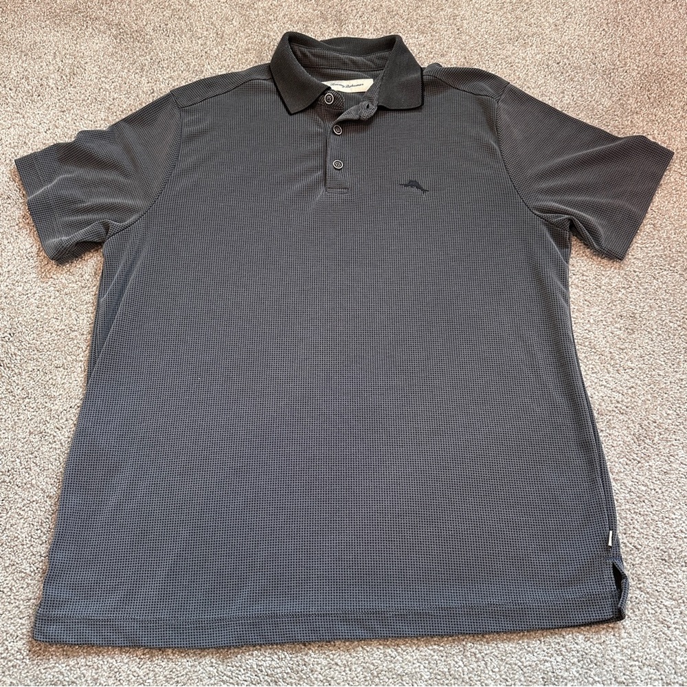Tommy Bahama Supima Cotton Blend Short Sleeve Polo Shirt Men’s M Gray Black
